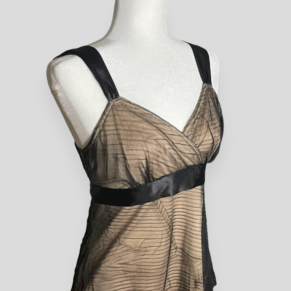 Black & Gold Mesh Overlay Y2K Milkmaid Tie Back Top Size Medium - Picture 2 of 7